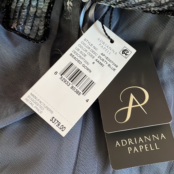 Adrianna Papell Dress beaded gown, Color dusty blue, size 6 - Picture 6 of 6